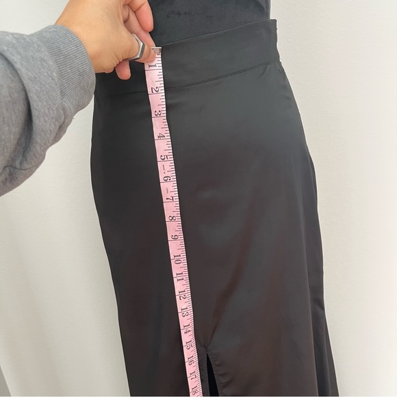 For Love And Lemons Women’s Maxi Skirt Satin Slit Black Size S High Waisted - Picture 4 of 15